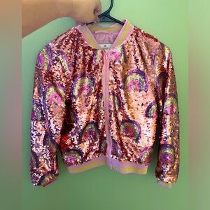 Little girls H&M pink rainbow sequin zip up jacket